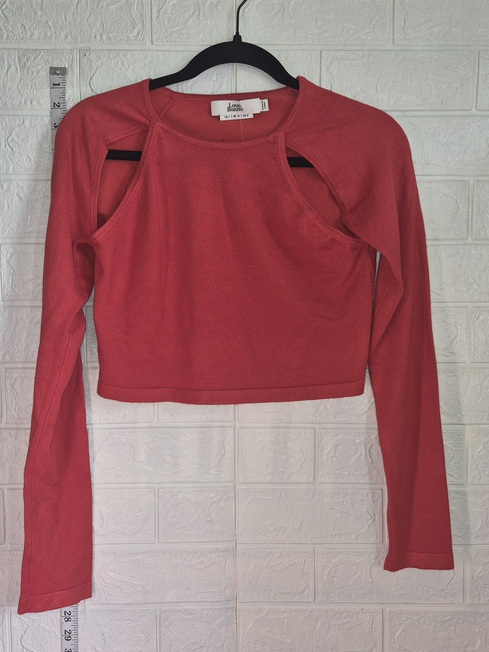 Love Bonito "Maudi" Rich Red style long sleeves shoulder cutouts Size US 8